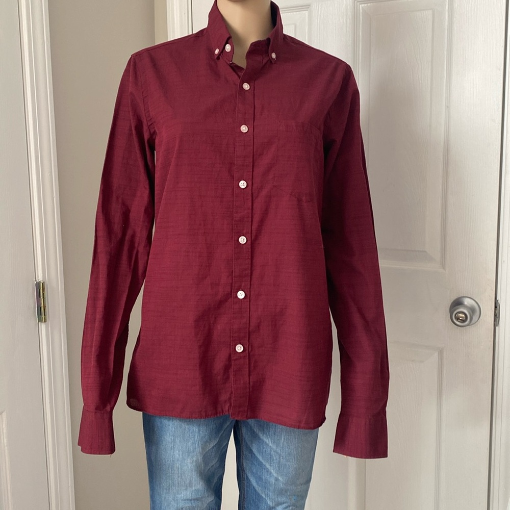 Men's Burgundy Button Down Shirt
